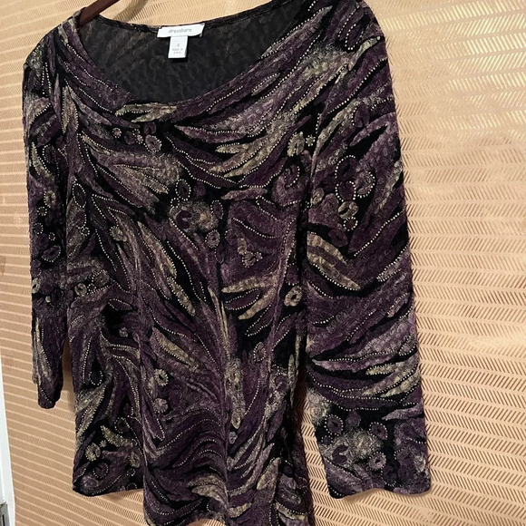 DRESS BARN~ PURPLE ABSTRACT BLOUSE~SM - Picture 3 of 7
